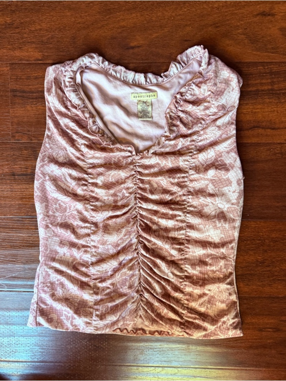 Apostrophe Mauve/Pink Floral Ruched Tank Top size PM